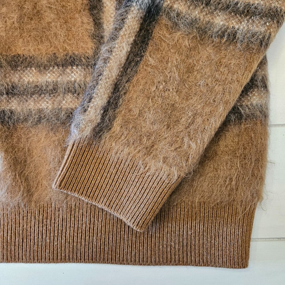 Burberry Mohair Cashmere Wool Blend Brown Checked Sweater - Size M - Picture 5 of 9